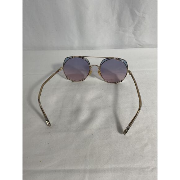 Chlo� 'Demi' Blue Round Sunglasses Gradient With Square Clip On Size OS - Picture 4 of 4